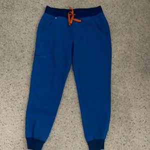 FIGS Zamora Jogger Scrub Pants in limited edition color Teal with Orange tie